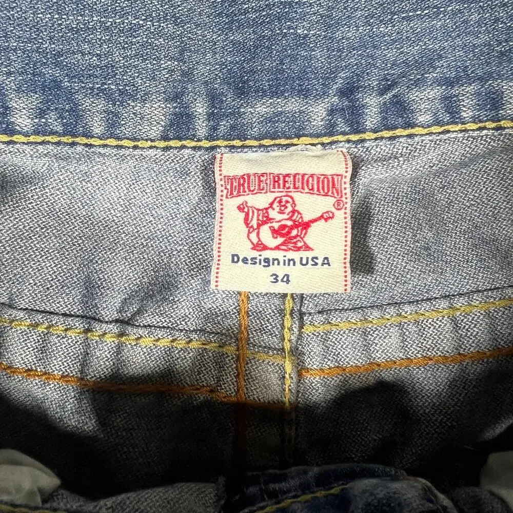 Y2K True Religion Billy Dark Hollow First Edition Cropped Denim Shorts 34